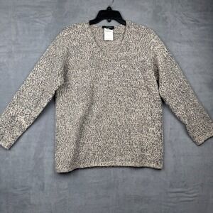 Weekend MaxMara Speckled V Neck Sweater Made in Italy Wool Size L